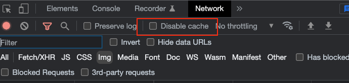 DevTools Disable Cache